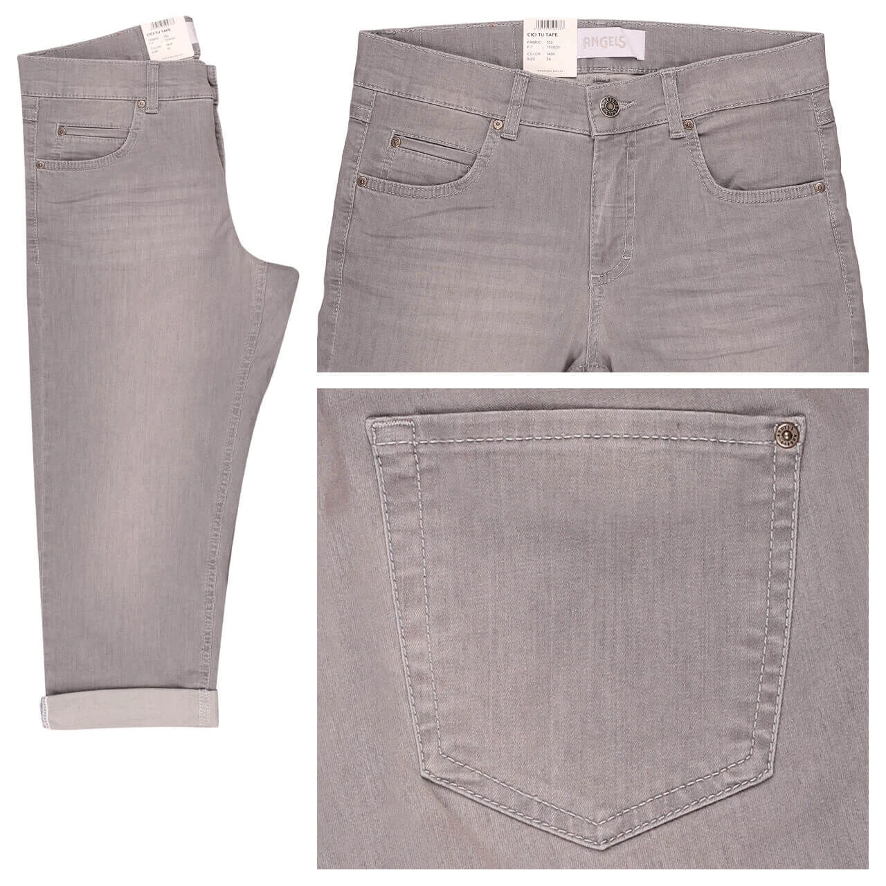 Angels Cici TU Tape 3/4 Jeans Light Grey Used Buffi 3 Angels Cici TU Tape 3/4 Jeans Light Grey Used Buffi