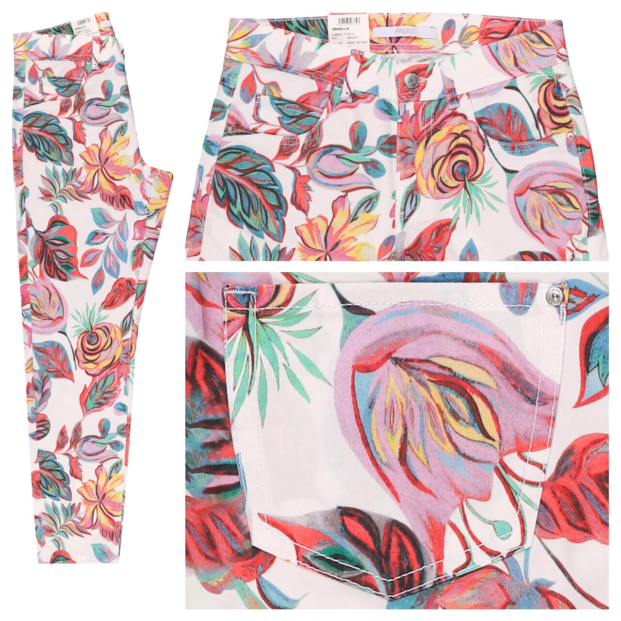 Angels Ornella 7/8 Baumwollhose Raspberry Ice Cream Leaf Print 3 Angels Ornella 7/8 Baumwollhose Raspberry Ice Cream Leaf Print