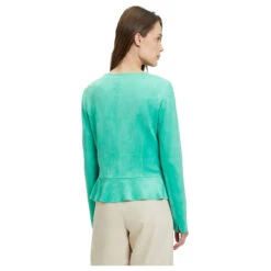 Betty Barclay Damen Velours Jacke Ming Green -Wellensteyn Shop betty barclay 1 1 arm blazerjacke kurz gruen 5266 model hinten