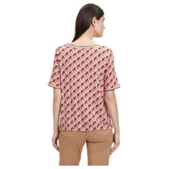 Betty Barclay Damen T-Shirt Coral Red Print 12 Betty Barclay Damen T-Shirt Coral Red Print -Wellensteyn Shop betty barclay 1 2 arm shirt kurz orange 4868 model hinten