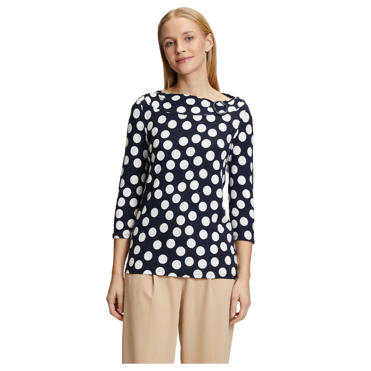 Betty Barclay 3/4 Arm Shirt Dark Blue Cream Printed 5 Betty Barclay 3/4 Arm Shirt Dark Blue Cream Printed – Bild 3