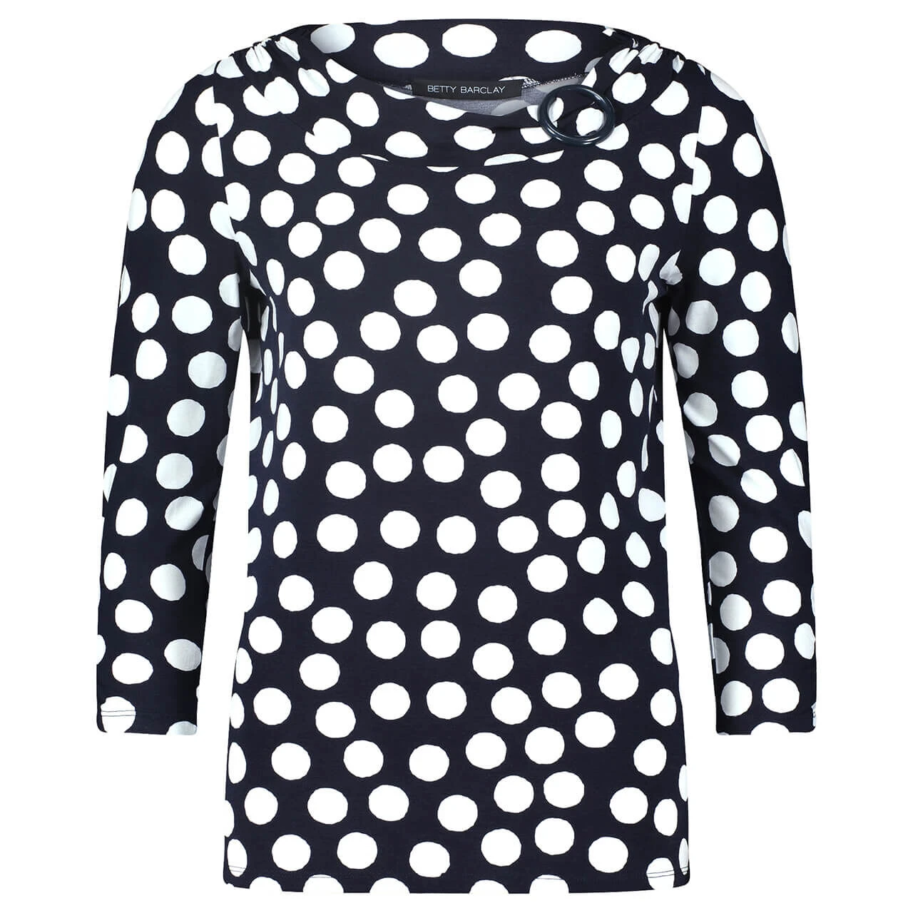 Betty Barclay 3/4 Arm Shirt Dark Blue Cream Printed 3 Betty Barclay 3/4 Arm Shirt Dark Blue Cream Printed