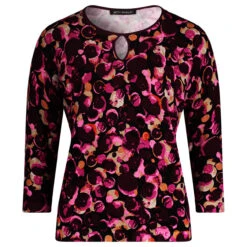 Betty Barclay Damen 3/4 Arm Shirt Dark Red Black
