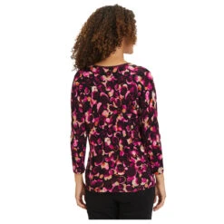 Betty Barclay Damen 3/4 Arm Shirt Dark Red Black -Wellensteyn Shop betty barclay 3 4 arm strickpullover rosa 4894 model hinten