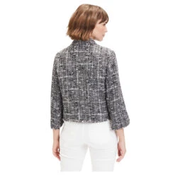 Betty Barclay Damen 3/4 Arm Bouclé Jacke Black Cream -Wellensteyn Shop betty barclay blazer 3 4 schwarz 9812 model hinten