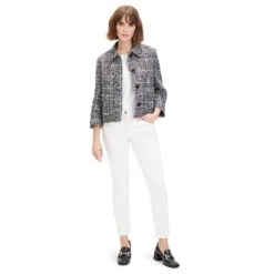 Betty Barclay Damen 3/4 Arm Bouclé Jacke Black Cream -Wellensteyn Shop betty barclay blazer 3 4 schwarz 9812 model vorne