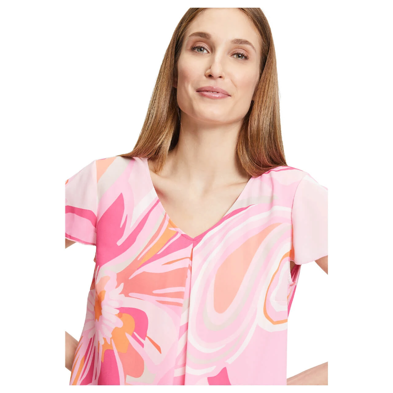 Betty Barclay Damen Kurzarm Bluse Pink Rose Print 8 Betty Barclay Damen Kurzarm Bluse Pink Rose Print – Bild 6