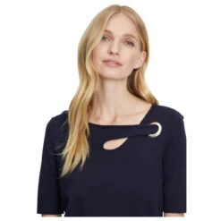 Betty Barclay Damen Kurzarm Pullover Dark Sky -Wellensteyn Shop betty barclay pullover blau 8345 detail vorne