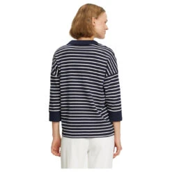 Betty Barclay 3/4 Arm Shirt Marine Blue Cream Stripes 12 Betty Barclay 3/4 Arm Shirt Marine Blue Cream Stripes -Wellensteyn Shop betty barclay shirt gestreift blau weiC39F 8813 ansicht model hinten