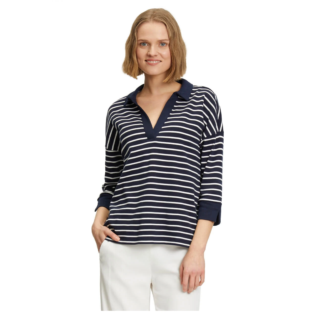 Betty Barclay 3/4 Arm Shirt Marine Blue Cream Stripes 5 Betty Barclay 3/4 Arm Shirt Marine Blue Cream Stripes – Bild 3
