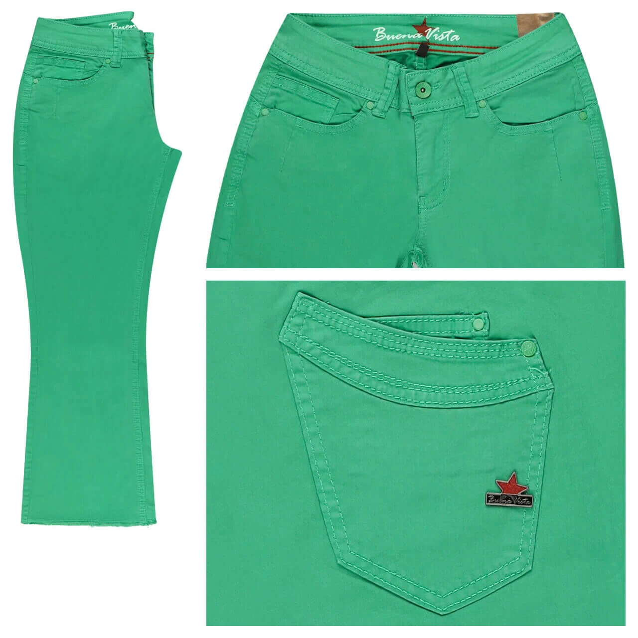 Buena Vista Malibu-Zip Easy Kick Capri Stretch Twill Baumwollhose Candy Green Fringe 3 Buena Vista Malibu-Zip Easy Kick Capri Stretch Twill Baumwollhose Candy Green Fringe