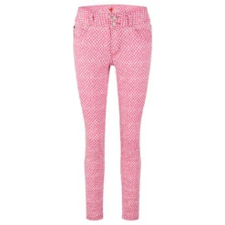 Buena Vista Tummyless Cropped Stretch Twill Ankle Baumwollhose Pink Check -Wellensteyn Shop buena vista jeans tummyless cropped pink check 5451 ansicht vorne