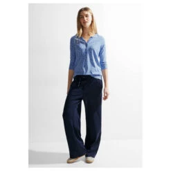 Cecil Damen 3/4 Arm Shirt Minimal Tunic Water Blue -Wellensteyn Shop cecil 2 colored minimal tunic shirt blau 25298 model