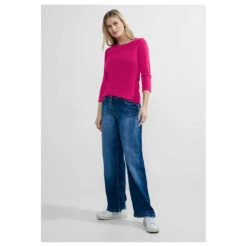 Cecil Damen 3/4 Arm Shirt Basic Boatneck Pink Sorbet -Wellensteyn Shop cecil 3 4 arm basic boatneck shirt rosa 15597 model