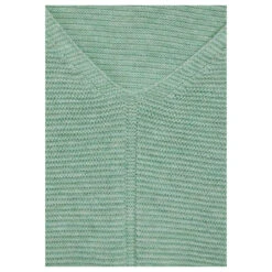 Cecil Damen 3/4 Arm Pullover Structured V-Neck Salvia Green Melange -Wellensteyn Shop cecil 3 4 arm structured v neck pullover gruen 15570 detail
