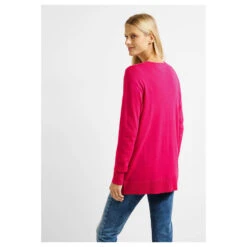 Cecil Damen Long Strickjacke Basic Open Cardigan Cool Pink -Wellensteyn Shop cecil basic open cardigan rosa 15095 hinten