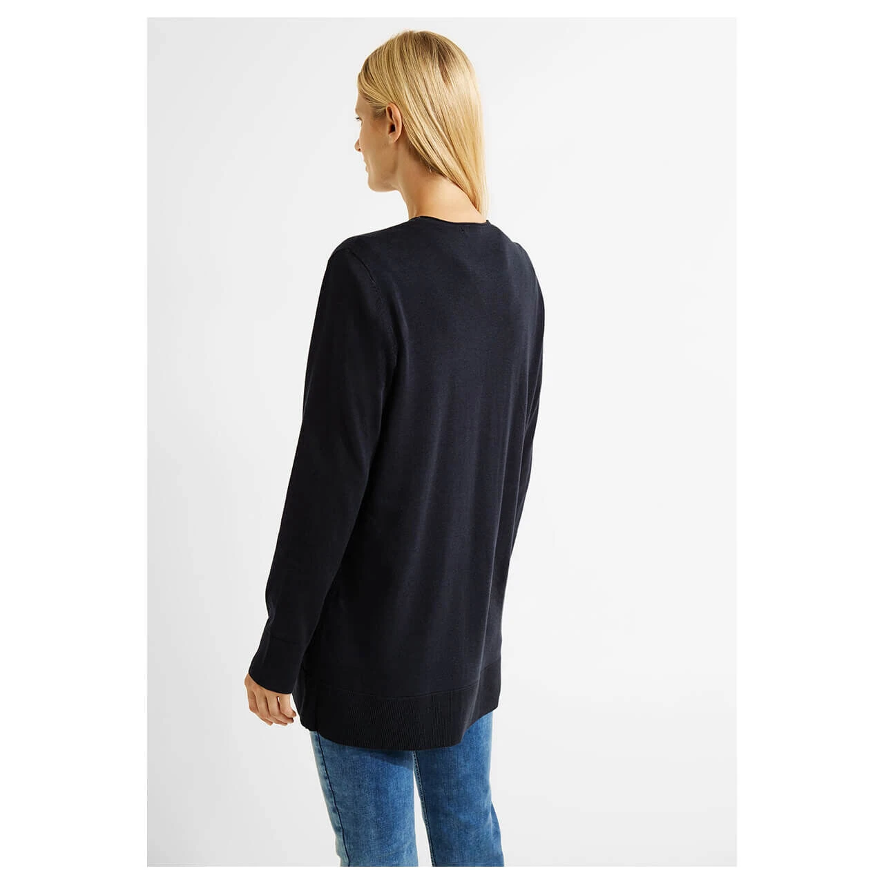 Cecil Damen Long Strickjacke Basic Open Cardigan Night Sky Blue 5 Cecil Damen Long Strickjacke Basic Open Cardigan Night Sky Blue – Bild 3