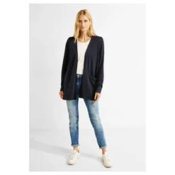 Cecil Damen Long Strickjacke Basic Open Cardigan Night Sky Blue 10 Cecil Damen Long Strickjacke Basic Open Cardigan Night Sky Blue -Wellensteyn Shop cecil basic open cardigan strickjacke blau 14077 vorne