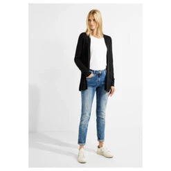 Cecil Damen Long Strickjacke Basic Open Cardigan Black -Wellensteyn Shop cecil basic open cardigan strickjacke schwarz 10001 vorne