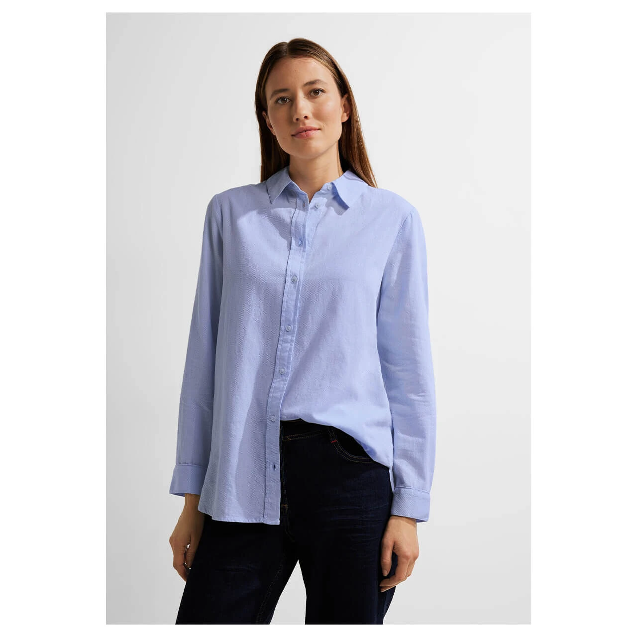 Cecil Damen Langarm Bluse Stripe Structure Soft Real Blue 4 Cecil Damen Langarm Bluse Stripe Structure Soft Real Blue – Bild 2