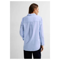 Cecil Damen Langarm Bluse Stripe Structure Soft Real Blue 10 Cecil Damen Langarm Bluse Stripe Structure Soft Real Blue -Wellensteyn Shop cecil bluse soft real blue 15402 modell hinten