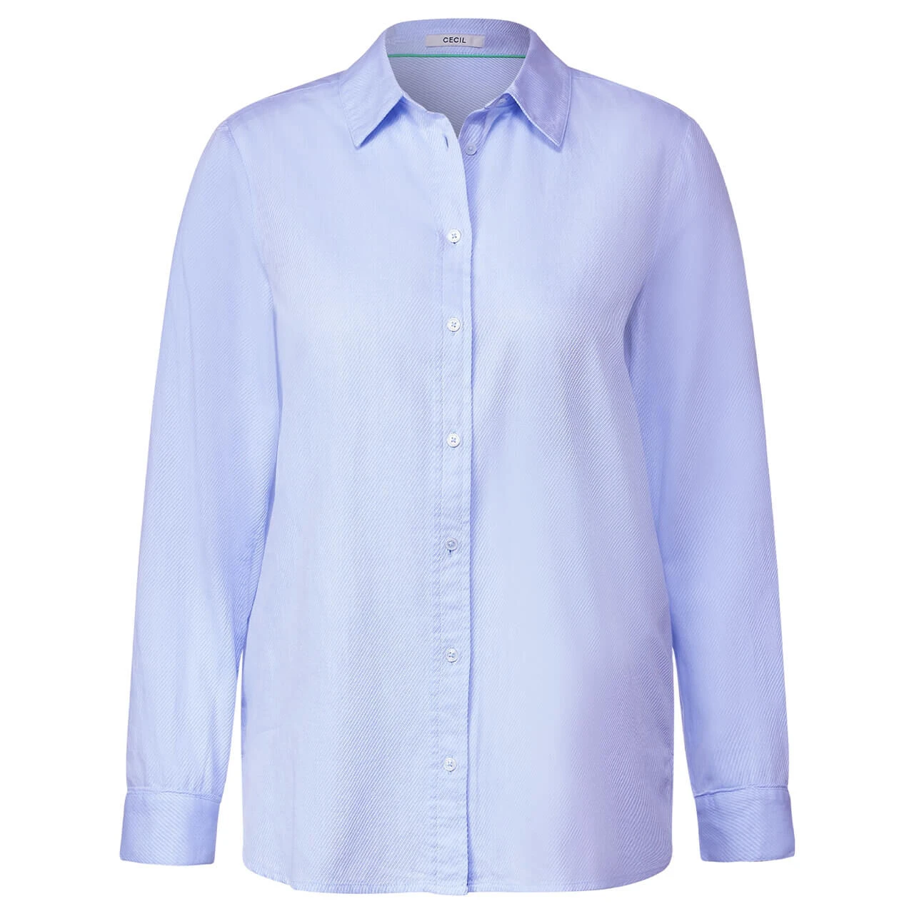 Cecil Damen Langarm Bluse Stripe Structure Soft Real Blue 3 Cecil Damen Langarm Bluse Stripe Structure Soft Real Blue