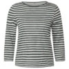 Cecil Damen 3/4 Arm Shirt Boatneck Melange Stripe Strong Khaki -Wellensteyn Shop cecil boatneck melange stripe 3 4 arm shirt gruen 25382