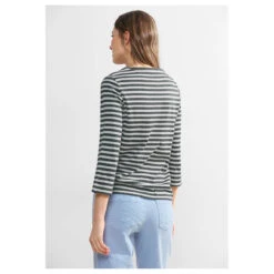 Cecil Damen 3/4 Arm Shirt Boatneck Melange Stripe Strong Khaki 9 Cecil Damen 3/4 Arm Shirt Boatneck Melange Stripe Strong Khaki -Wellensteyn Shop cecil boatneck melange stripe 3 4 arm shirt gruen 25382 model hinten