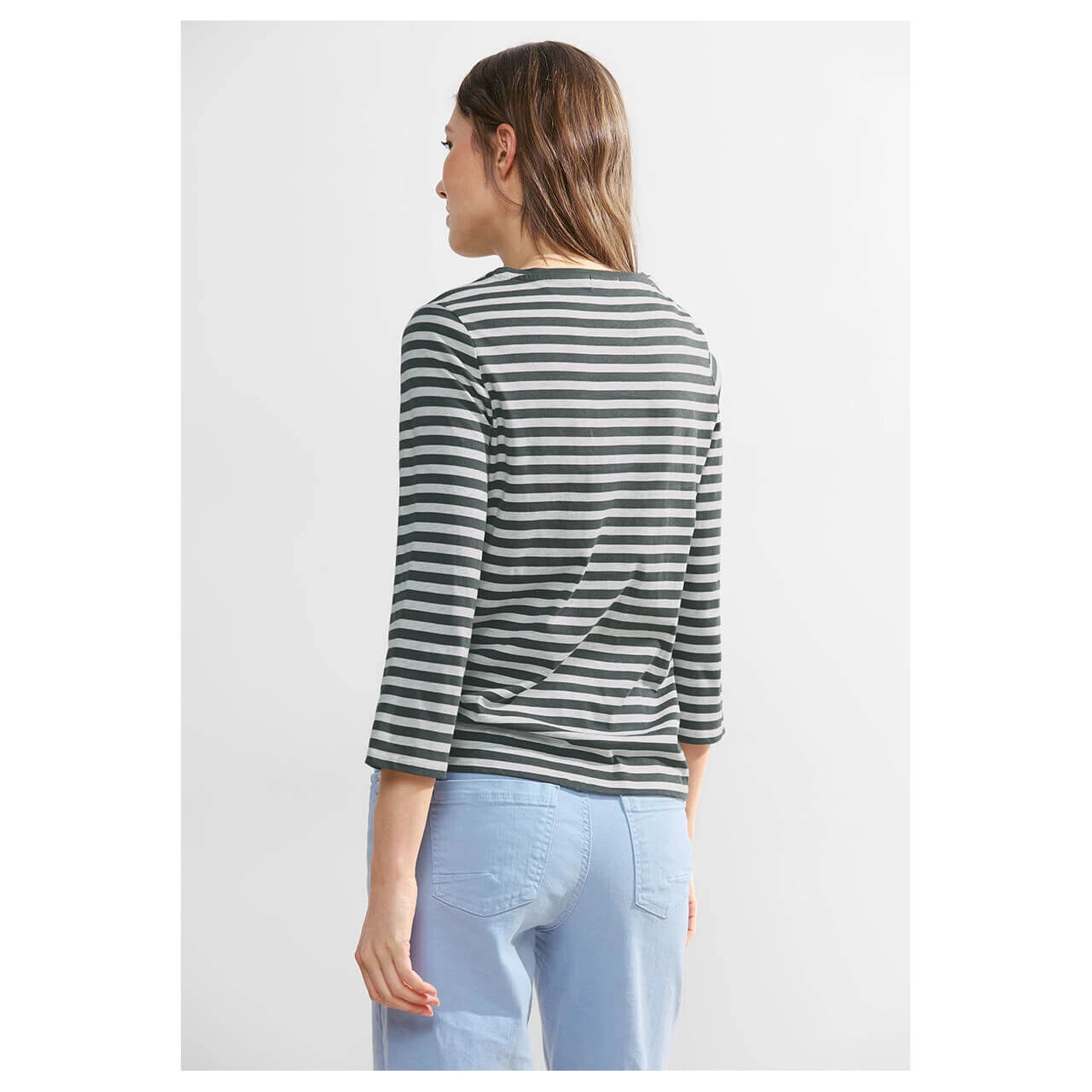Cecil Damen 3/4 Arm Shirt Boatneck Melange Stripe Strong Khaki 5 Cecil Damen 3/4 Arm Shirt Boatneck Melange Stripe Strong Khaki – Bild 3