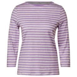 Cecil Damen 3/4 Arm Shirt Boatneck Melange Stripe Sporty Lilac
