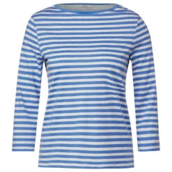 Cecil Damen 3/4 Arm Shirt Boatneck Melange Stripe Water Blue