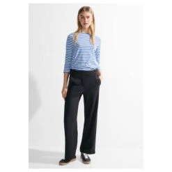 Cecil Damen 3/4 Arm Shirt Boatneck Melange Stripe Water Blue 10 Cecil Damen 3/4 Arm Shirt Boatneck Melange Stripe Water Blue -Wellensteyn Shop cecil boatneck melange stripe blau 25298 model