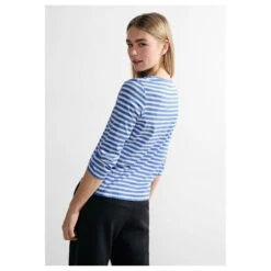 Cecil Damen 3/4 Arm Shirt Boatneck Melange Stripe Water Blue 9 Cecil Damen 3/4 Arm Shirt Boatneck Melange Stripe Water Blue -Wellensteyn Shop cecil boatneck melange stripe blau 25298 model hinten