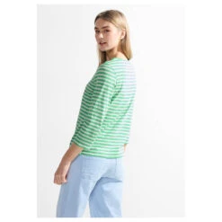 Cecil Damen 3/4 Arm Shirt Boatneck Melange Stripe Celery Green 9 Cecil Damen 3/4 Arm Shirt Boatneck Melange Stripe Celery Green -Wellensteyn Shop cecil boatneck melange stripe gruen 25455 model hinten