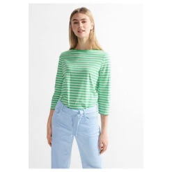 Cecil Damen 3/4 Arm Shirt Boatneck Melange Stripe Celery Green 8 Cecil Damen 3/4 Arm Shirt Boatneck Melange Stripe Celery Green -Wellensteyn Shop cecil boatneck melange stripe gruen 25455 model vorne