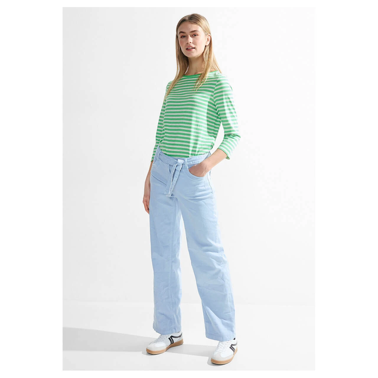 Cecil Damen 3/4 Arm Shirt Boatneck Melange Stripe Celery Green 6 Cecil Damen 3/4 Arm Shirt Boatneck Melange Stripe Celery Green – Bild 4