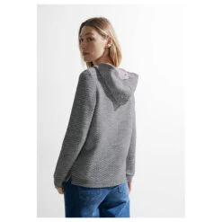 Cecil Damen Hoodie Sweatshirt Bouclé Casual Denim Blue -Wellensteyn Shop cecil boucle hoody shirt kapuzenshirt blau 35453 model hinten