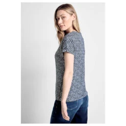 Cecil Damen T-Shirt Button With Minimalprint Universal Blue 9 Cecil Damen T-Shirt Button With Minimalprint Universal Blue -Wellensteyn Shop cecil button t shirt with minimalprint beige 35512 model hinten