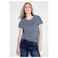 Cecil Damen T-Shirt Button With Minimalprint Universal Blue 8 Cecil Damen T-Shirt Button With Minimalprint Universal Blue -Wellensteyn Shop cecil button t shirt with minimalprint beige 35512 model vorne