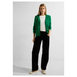 Cecil Damen Strickjacke Cozy Buttoned Cardigan Bright Green Melange -Wellensteyn Shop cecil buttoned cardigan gruen 15279 ansicht model