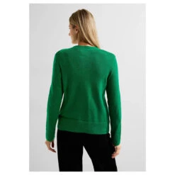 Cecil Damen Strickjacke Cozy Buttoned Cardigan Bright Green Melange -Wellensteyn Shop cecil buttoned cardigan gruen 15279 ansicht model hinten