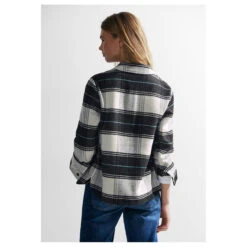 Cecil Damen Jacke Check Overshirt Black 10 Cecil Damen Jacke Check Overshirt Black -Wellensteyn Shop cecil check overshirt jacke schwarz 30001 model hinten