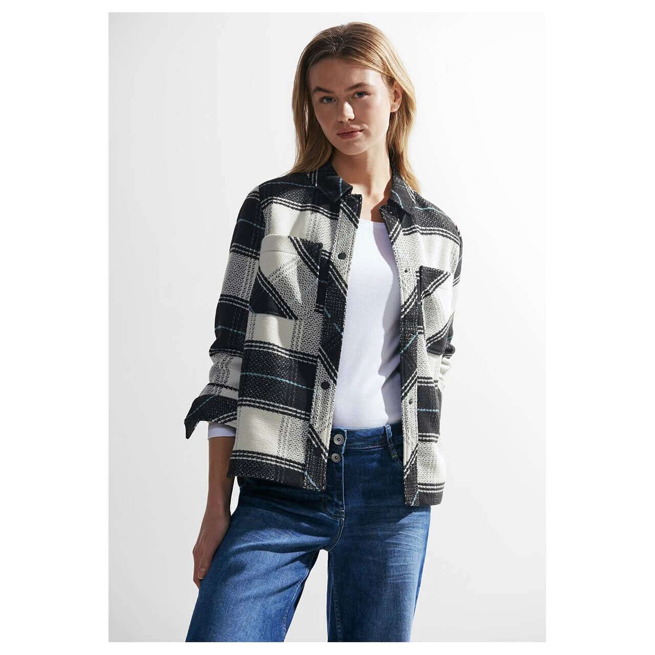 Cecil Damen Jacke Check Overshirt Black 4 Cecil Damen Jacke Check Overshirt Black – Bild 2