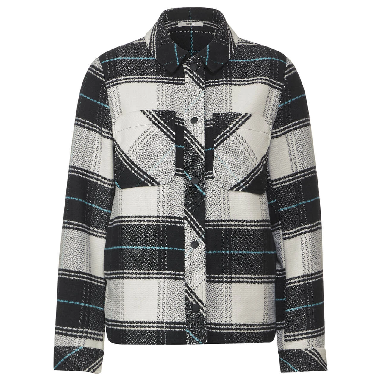 Cecil Damen Jacke Check Overshirt Black 3 Cecil Damen Jacke Check Overshirt Black