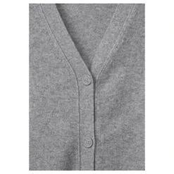 Cecil Damen Strickjacke Cosy Buttoned Cardigan Mineral Grey Melange -Wellensteyn Shop cecil cosy buttoned cardigan grau 10327 detail