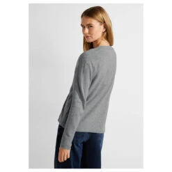 Cecil Damen Strickjacke Cosy Buttoned Cardigan Mineral Grey Melange -Wellensteyn Shop cecil cosy buttoned cardigan grau 10327 model hinten