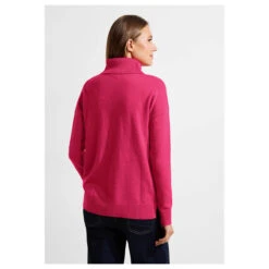 Cecil Damen Rollkragen Pullover Cosy Rib-Mix Coral Melange -Wellensteyn Shop cecil cosy rib mix pullover rot 15271 model hinten