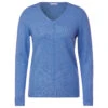 Cecil Damen Pullover Cosy Mix Rounded V-Neck Water Blue Melange -Wellensteyn Shop cecil cosy rounded v neck pullover blau 15553