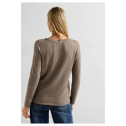 Cecil Damen Pullover Cosy Taupe Melange -Wellensteyn Shop cecil cosy shirt beige 12479 model hinten