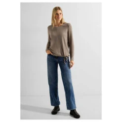 Cecil Damen Pullover Cosy Taupe Melange -Wellensteyn Shop cecil cosy shirt beige 12479 model vorne